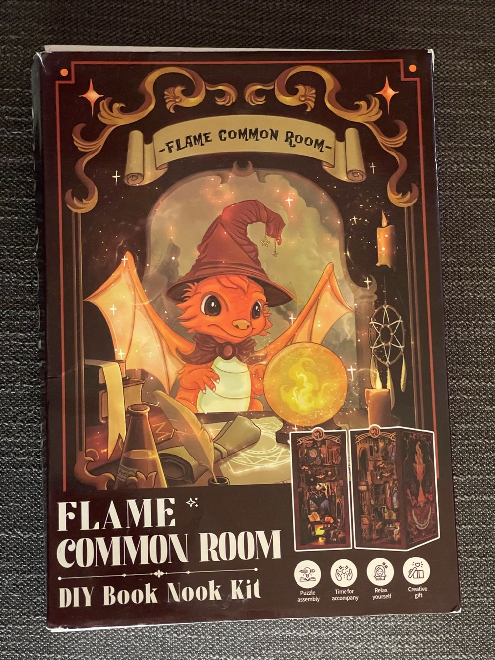 Flame Common Room DIY Book Nook Kit - Orange Decorative Home Game